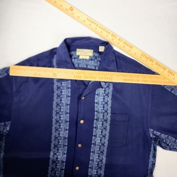 Pussers Island Reserve- Mens 100% Silk Camp Hawaiian Shirt - Large -Navy - Picture 7 of 7
